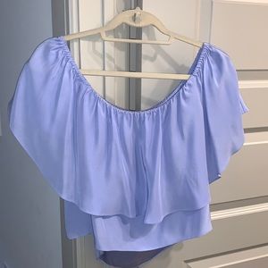 Amanda Uprichard off shoulder periwinkle blouse